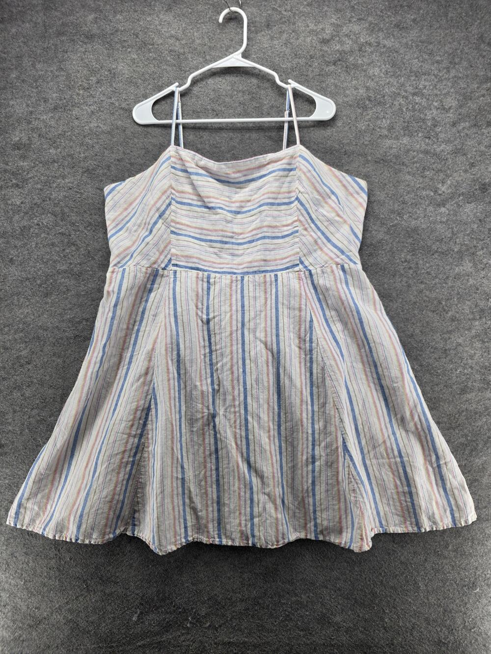 GAP Dress Womens 2XL Multicolor Striped Linen Cotton Sleeveless Sundress Summer
